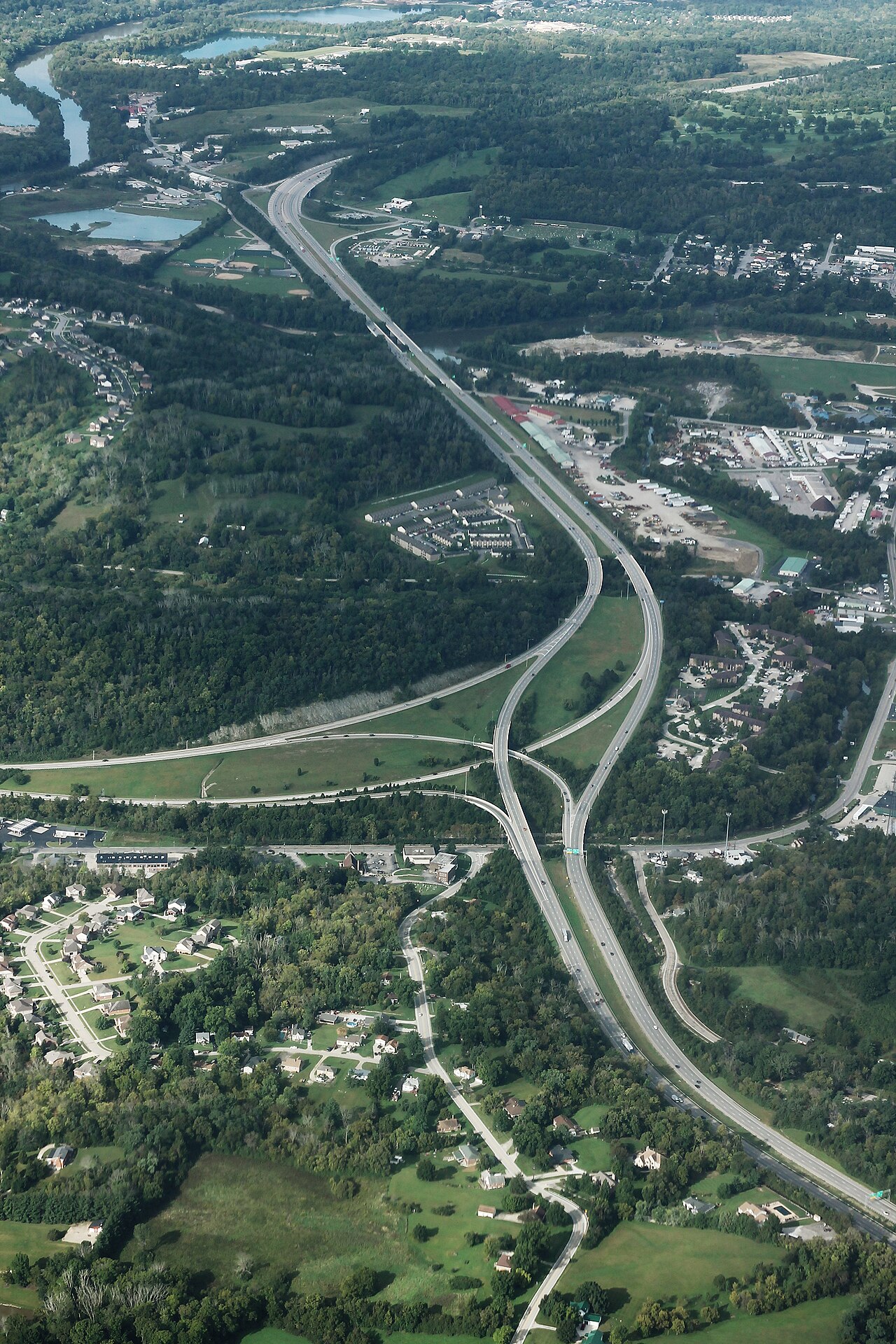 Aerial view of the I-74 and I-275 interchange, Cincinnati, Ohio